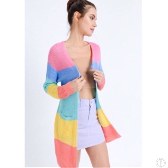 🌈 Rainbow Cardigan Size Large  NWT 🌈 - Picture 1 of 7